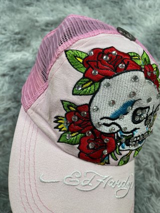 Ed Hardy 00s Vintage Pink Rhinestone Skull