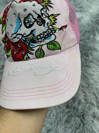 Ed Hardy 00s Vintage Pink Rhinestone Skull