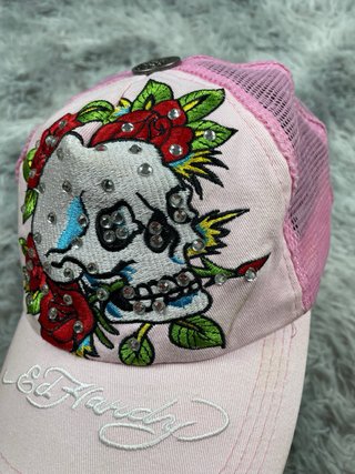 Ed Hardy 00s Vintage Pink Rhinestone Skull