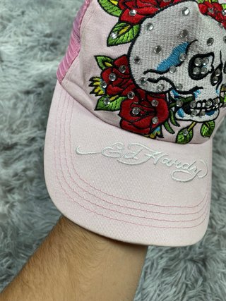 Ed Hardy 00s Vintage Pink Rhinestone Skull