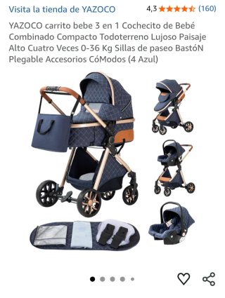 Passeggino per bambini 3 in 1 pieghevole