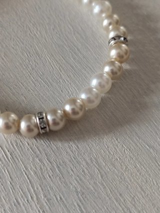 2 Pulseras Perlas Rosas y Blancas con Cristalitos