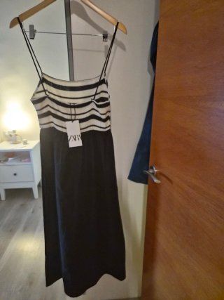 Vestido largo rayas y negro