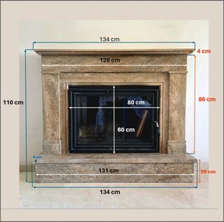 Chimenea Mármol Travertino + Estufa Hergom H-03
