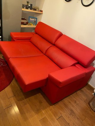 Sofá 3 plazas polipiel rojo