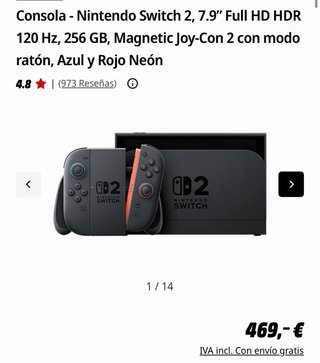 Nintendo Switch 2 Azul y Rojo Neón