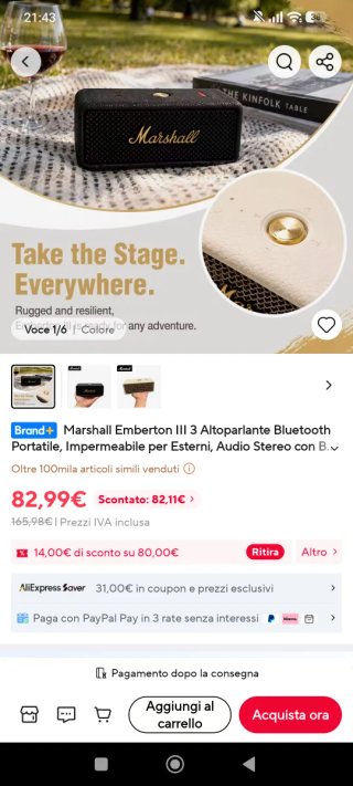 Informazioni su prodotti Marshall, Bose, Apple