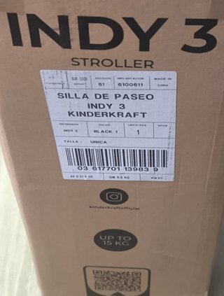 Silla de paseo Kinderkraft Indy 3 Negra Precintada