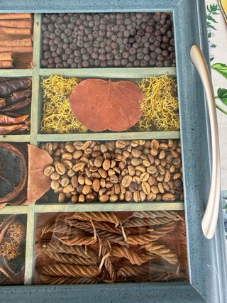 Vassoio decorativo legno e vetro