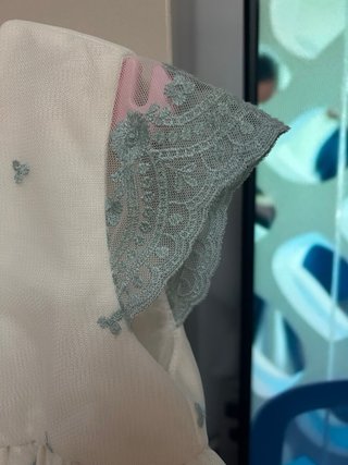 Vestido de fiesta infantil blanco y verde 5 años