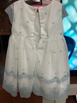 Vestido de fiesta infantil blanco y verde 5 años