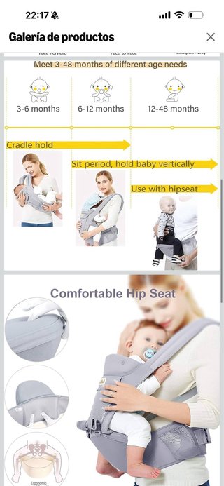 Mochila Portabebés Ergonómica Gris