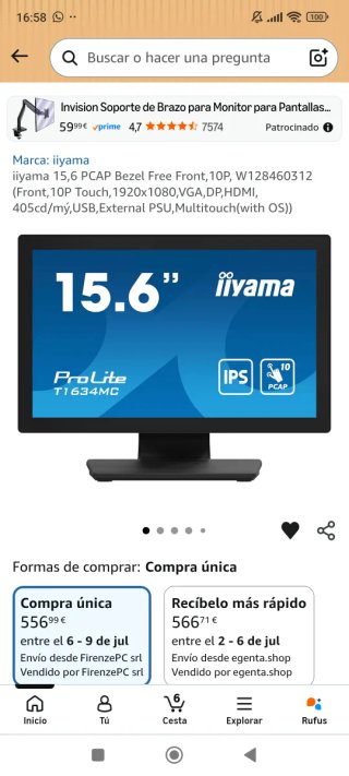 Pantalla iiyama Prolite t1634MC