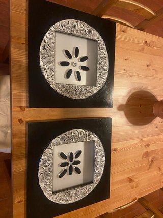 Pareja Cuadros Diseño Moderno Negro/Plata