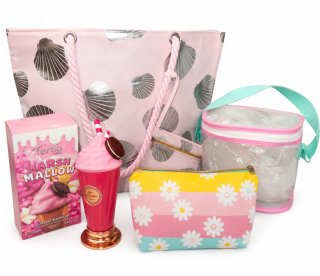 Conjunto playero bolso, colonia y  neceseres