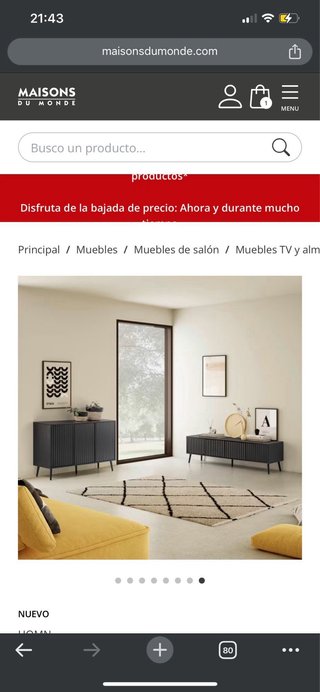 Mueble TV negro Maisons du Monde