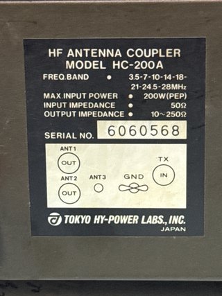 Tokyo Hy-Power HC-200A Acoplador Antena