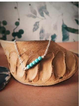 Pulsera cadena de plata turquesa