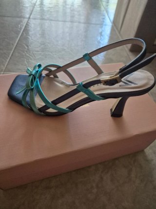 Zapatos de tacón fiesta negros y turquesa