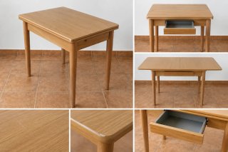 Mesa de cocina extensible con cajón
