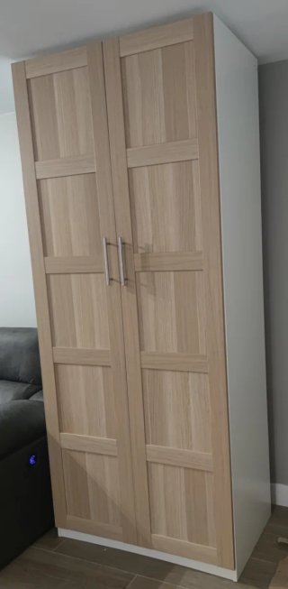 Armario 2 puertas madera y blanco