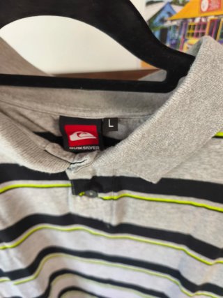 Polo Quiksilver Rayas Gris y Verde