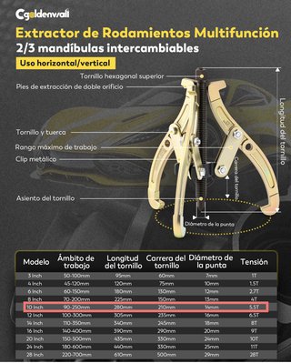 Extractor para rodamientos, cojinetes