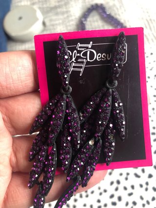 Pendientes y Pulsera El-Desván Morado Negro