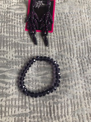 Pendientes y Pulsera El-Desván Morado Negro