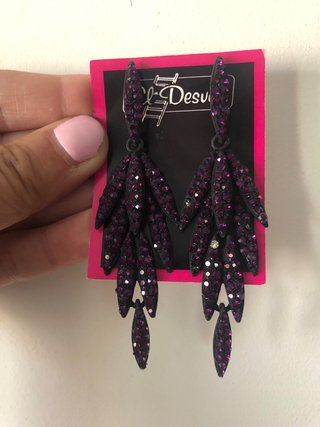 Pendientes y Pulsera El-Desván Morado Negro