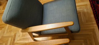 Butaca Ikea Tela y Madera Gris azulado