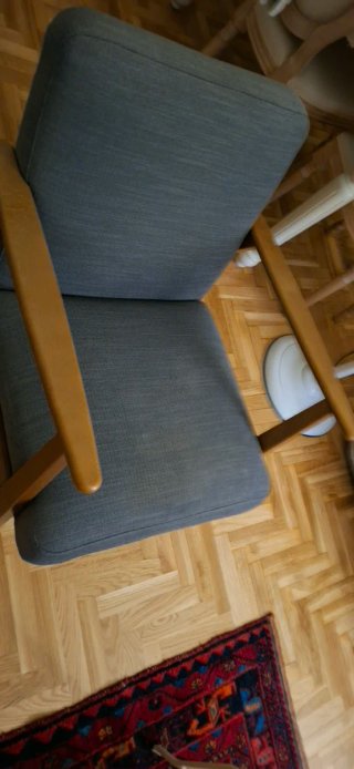 Butaca Ikea Tela y Madera Gris azulado