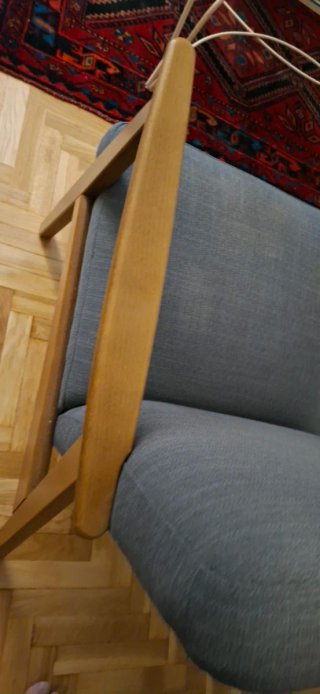 Butaca Ikea Tela y Madera Gris azulado