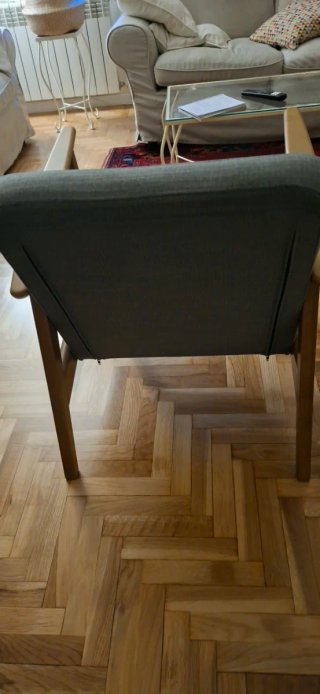 Butaca Ikea Tela y Madera Gris azulado