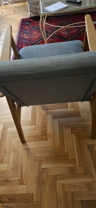 Butaca Ikea Tela y Madera Gris azulado