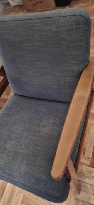 Butaca Ikea Tela y Madera Gris azulado