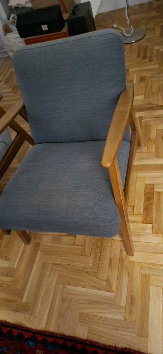 Butaca Ikea Tela y Madera Gris azulado