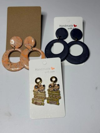 Pendientes arcilla polimérica y acero inoxidable