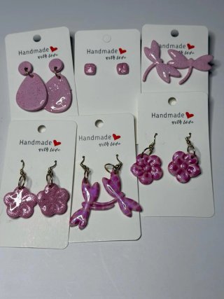 Pendientes arcilla polimérica y acero inoxidable