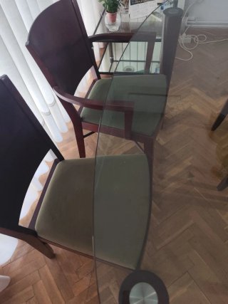 Mesa Comedor Cristal y 6 Sillas Madera