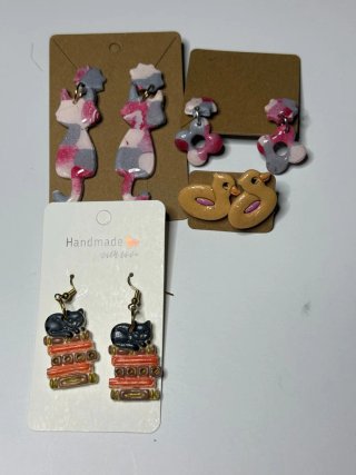 Pendientes arcilla polimérica y acero inoxidable