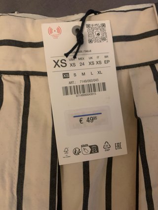 Pantalón Zara Rayas Beige/Negro Talla XS