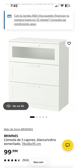 Cómoda BRIMNES IKEA 3 cajones