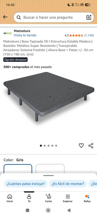 Base tapizada Matnature 150x190 cm