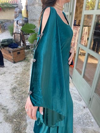Vestido Medieval Cortesana Terciopelo Verde