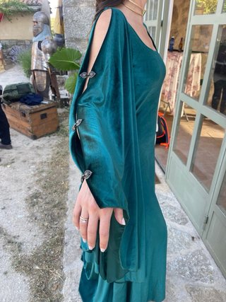 Vestido Medieval Cortesana Terciopelo Verde