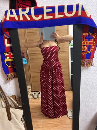 Vestido rojo lunares palabra de honor