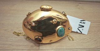 Bolso Joya Zara Clutch Dorado Piedras