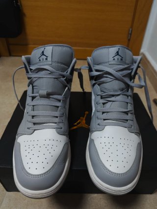 Nike Jordan 1 Mid Grigio Bianco Blu Taglia 46