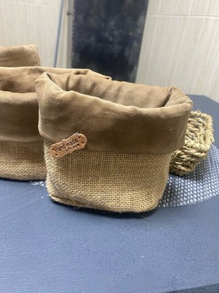 Conjunto 3 cestas mimbre y yute